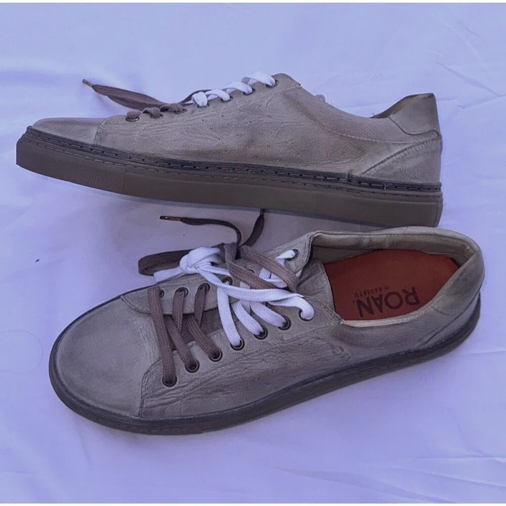 Roan Sneakers Allbright by Bed Stu Mens 10.5 M Stone Taupe Leather Lace Up Shoes
